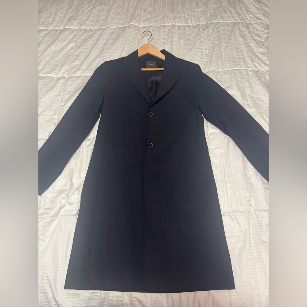 Theory Men's Black Wool Overcoat
